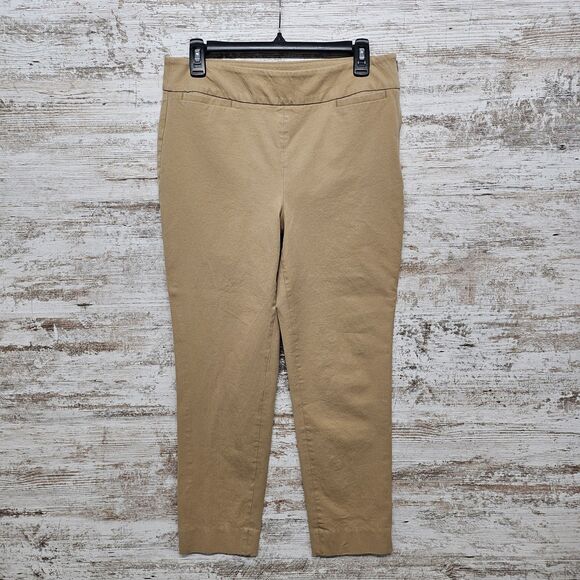 TALBOTS $99 Beige Tan Chatham Ankle Pant Side Zip Stretch Cotton Size 6 Preppy - Picture 1 of 8